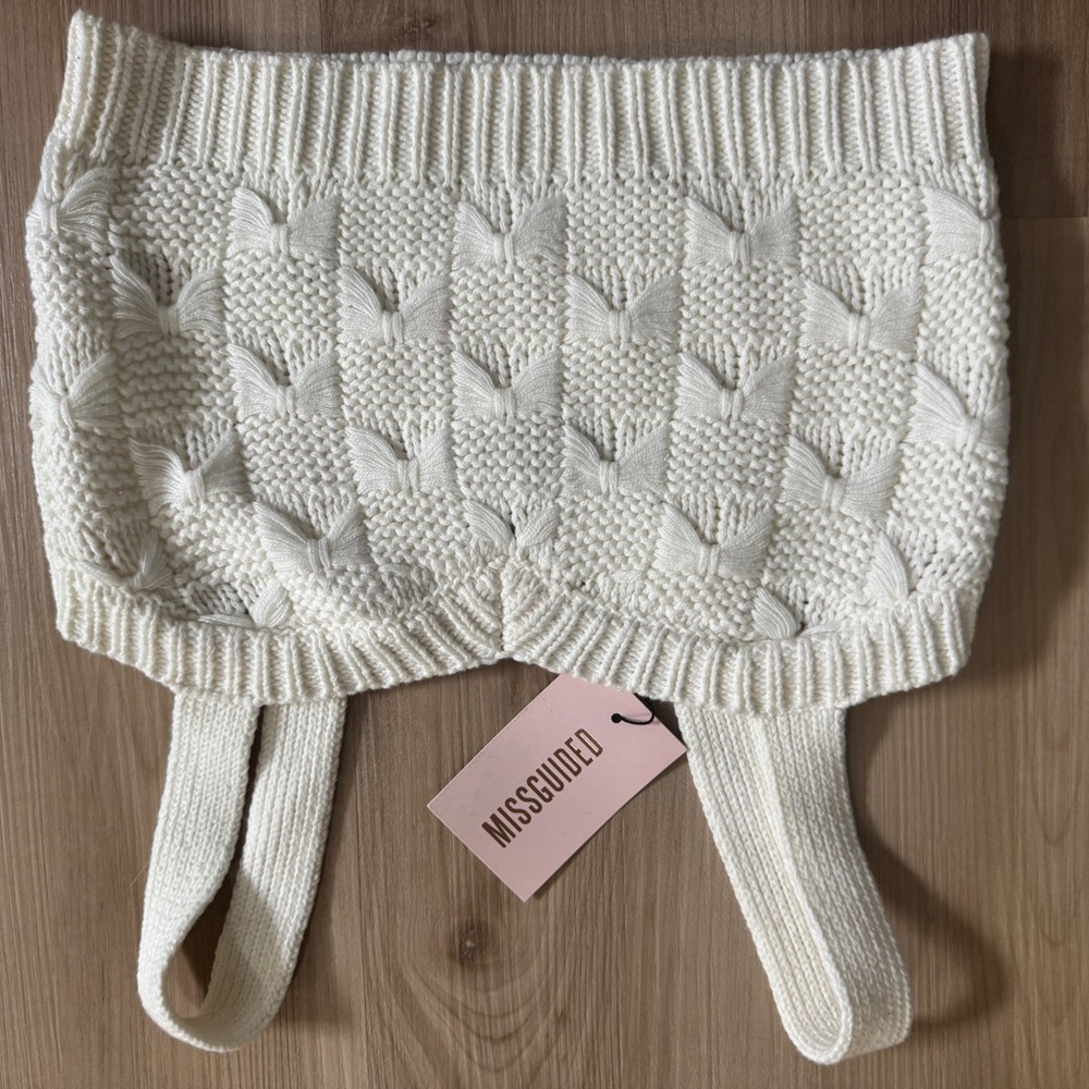 Missguided Cream Knit Crop Top